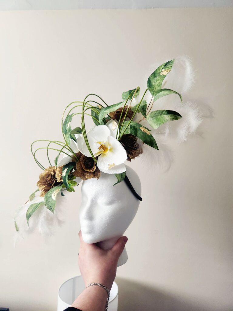 Finished Orchid and Rose Fascinator DIY