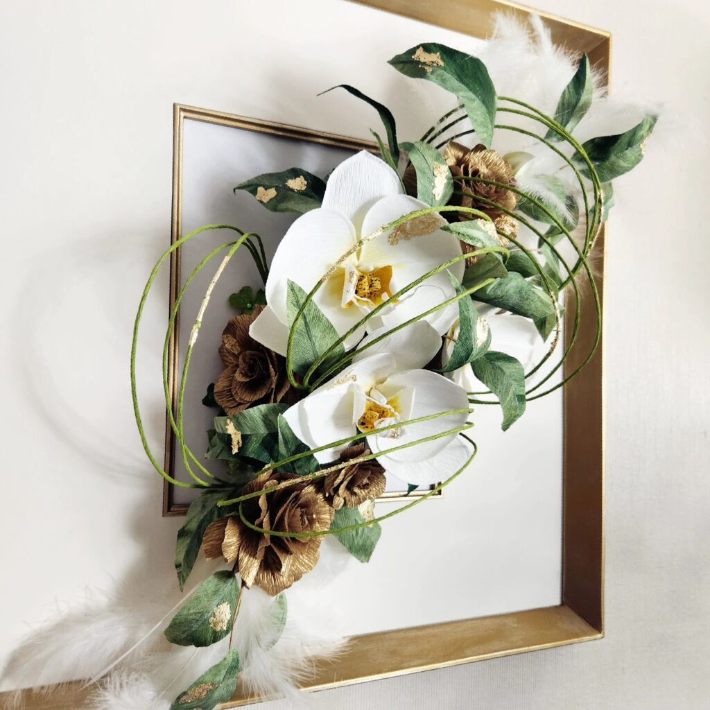 Mounted and framed Orchid and Rose Fascinator