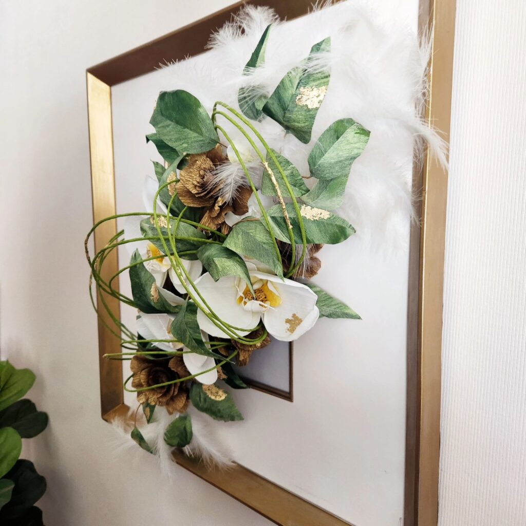 Mounted and framed Orchid and Rose Fascinator