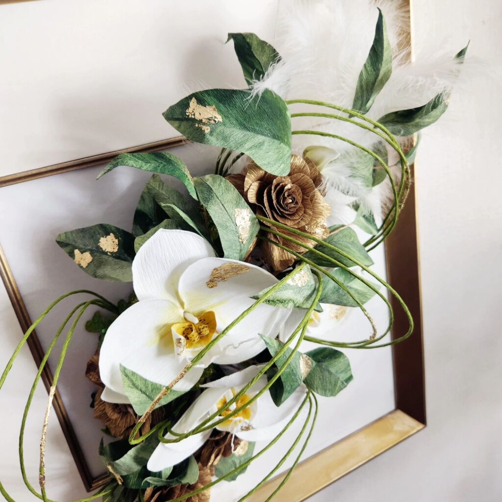 Mounted and framed Orchid and Rose Fascinator